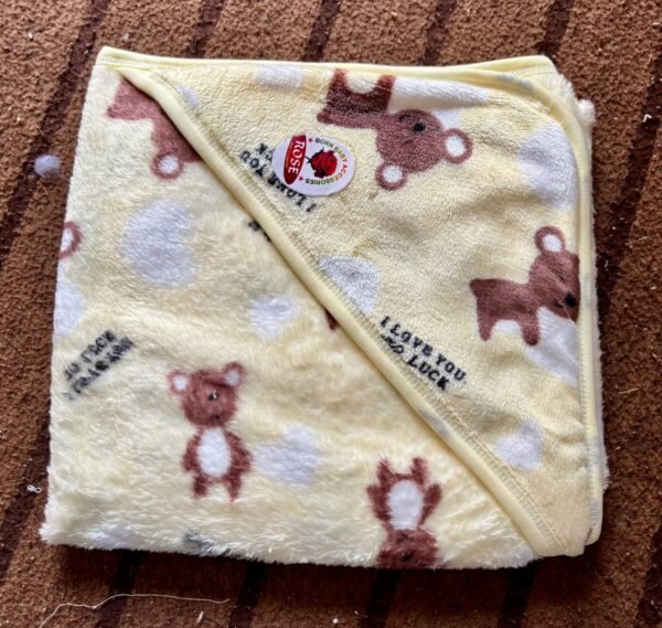 mported Baby Cute Smile Bear Super Soft Printed Baby AC Blanket Hooded Comforter Quilt - Image 7