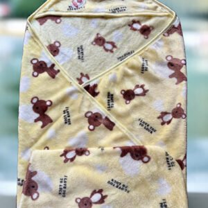 mported Baby Cute Smile Bear Super Soft Printed Baby AC Blanket Hooded Comforter Quilt